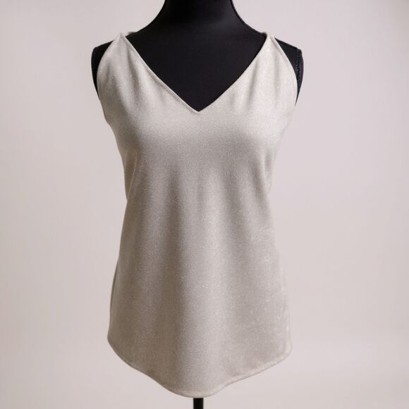 Express Tops - ✨ Express Y2K Silver Glitter Holiday Top • Size M • Sparkly Party Vibes 💫